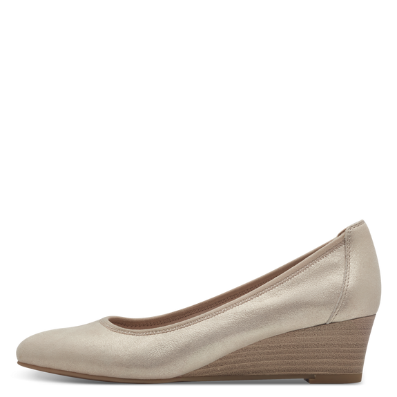 Leather Wedge pumps - Beige