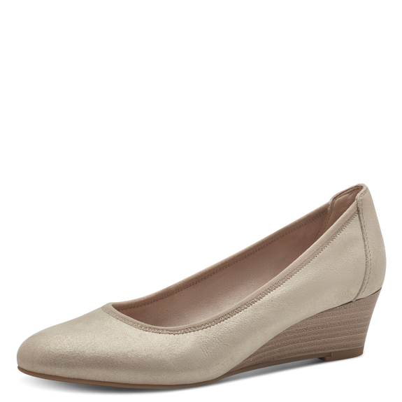 Leather Wedge pumps - Beige