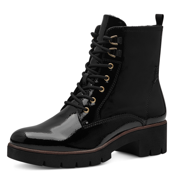 Lace-up ankle boots-Black Patent