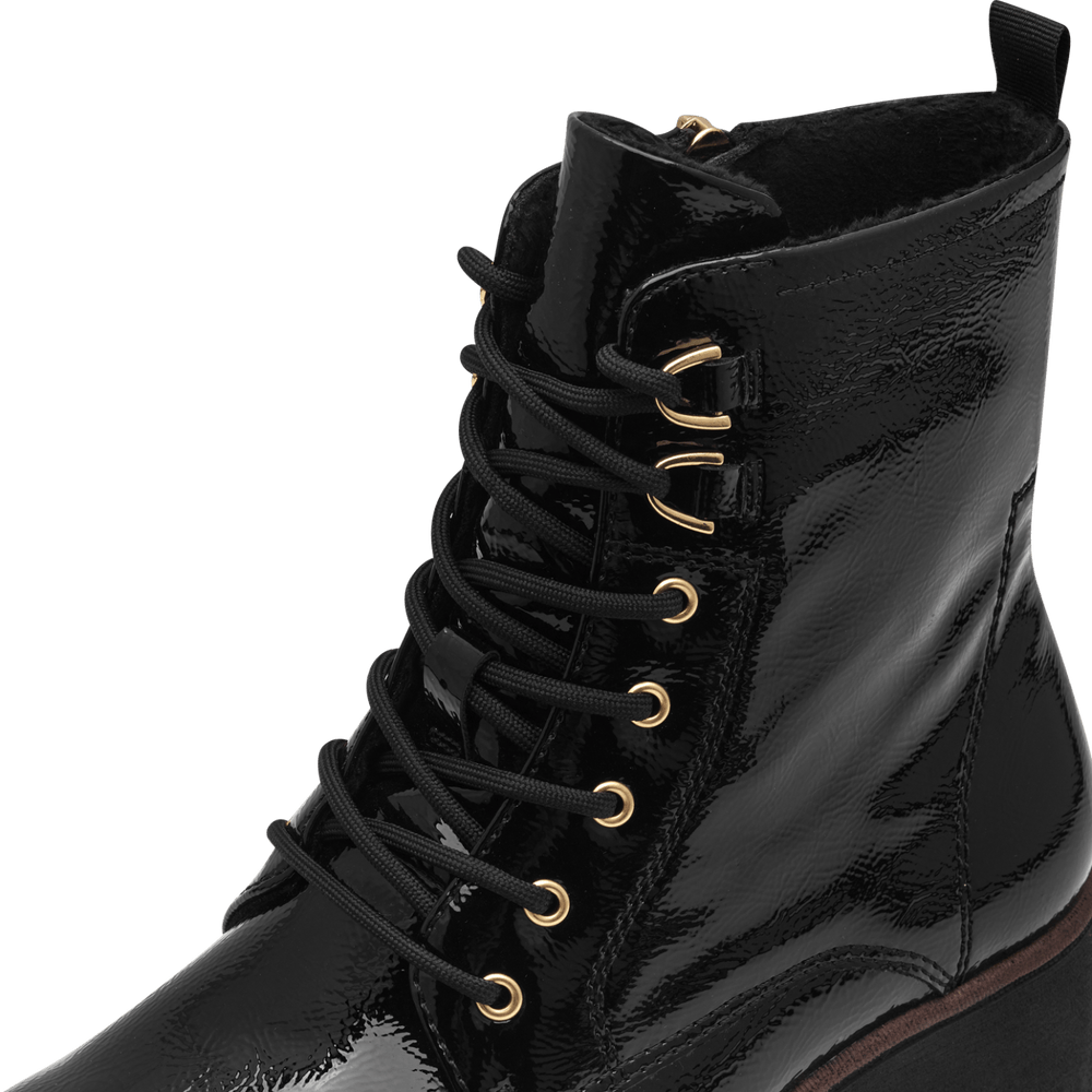 Lace-up ankle boots-Black Patent