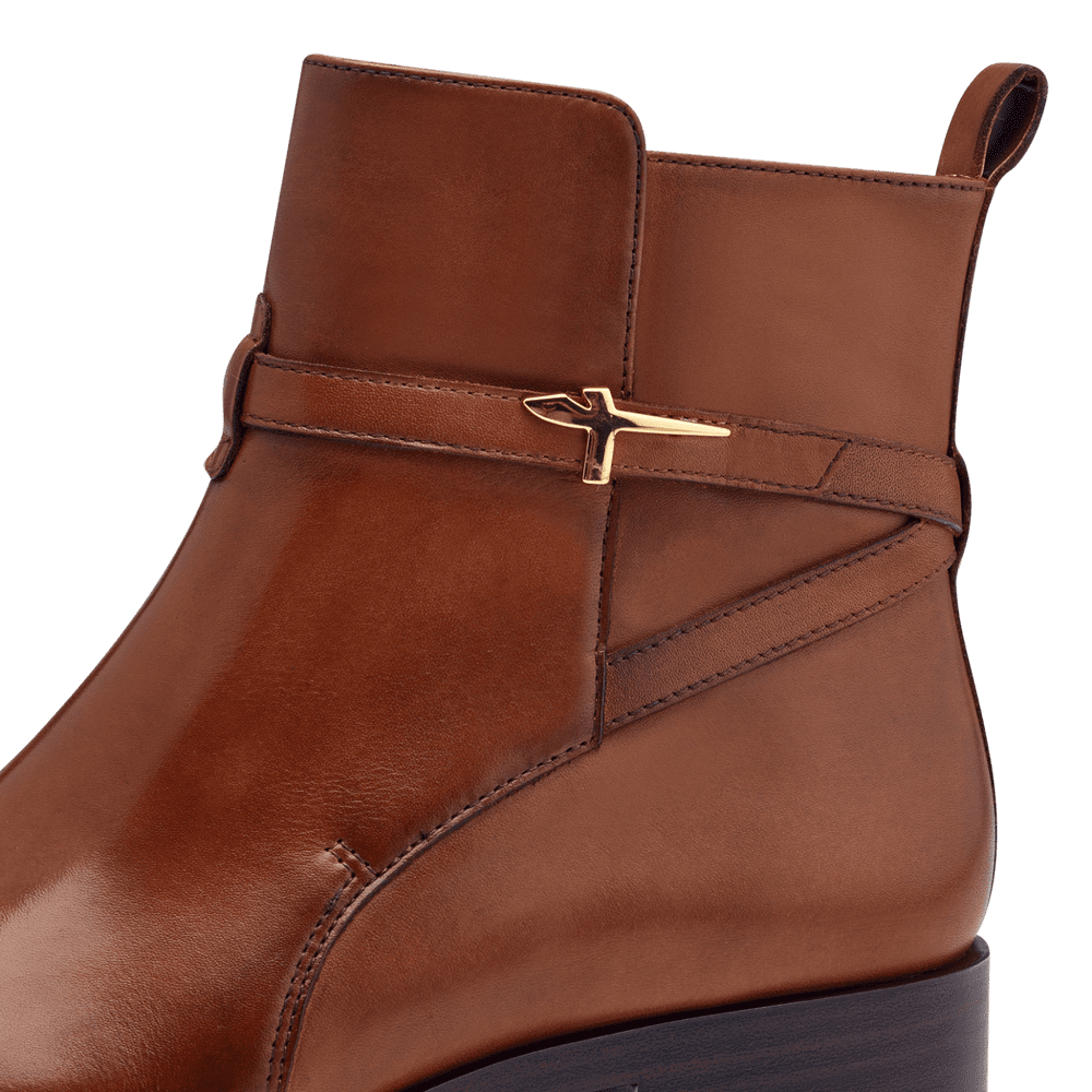 Leather Bootie Brown-NEW-