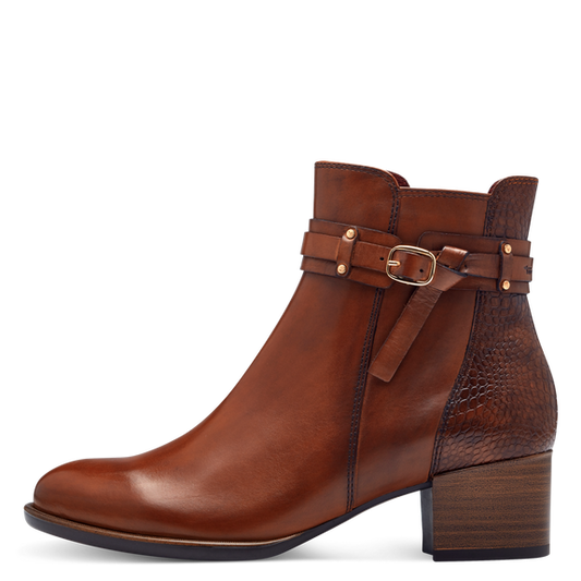 Heeled ankle boots-Cognac