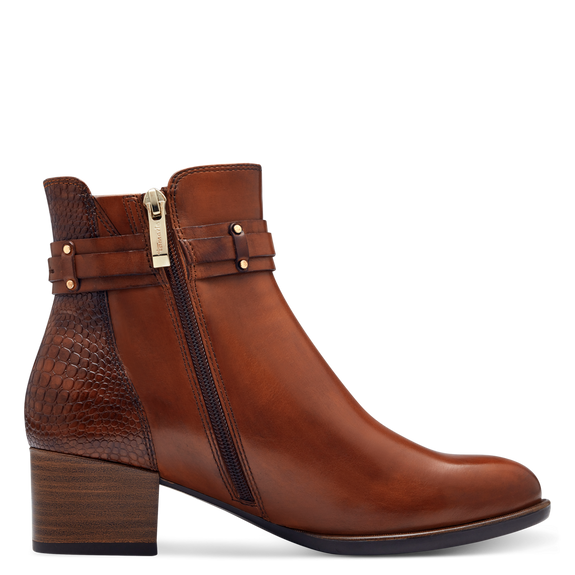 Heeled ankle boots-Cognac