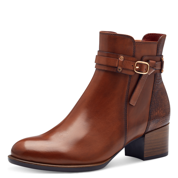 Heeled ankle boots-Cognac