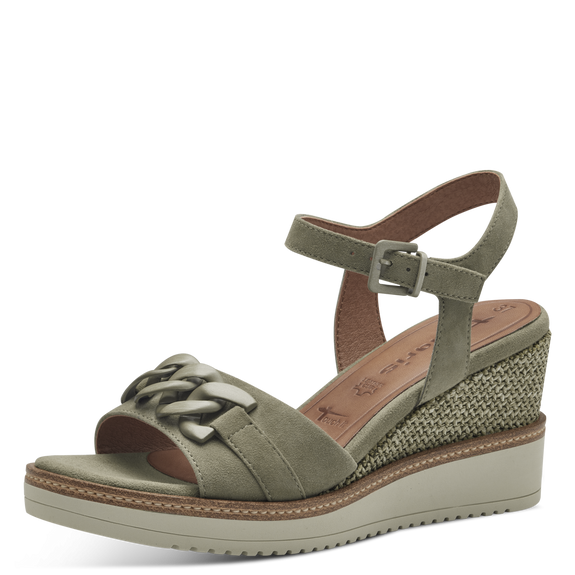 Leather Heeled sandal - green