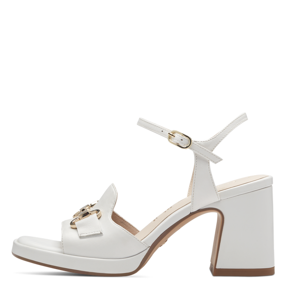 Leather Heeled sandal - White