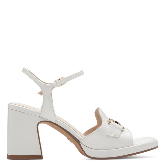 Leather Heeled sandal - White