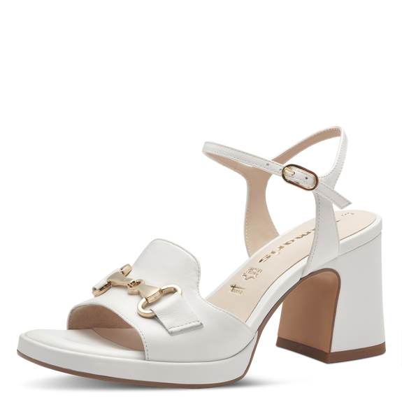 Leather Heeled sandal - White