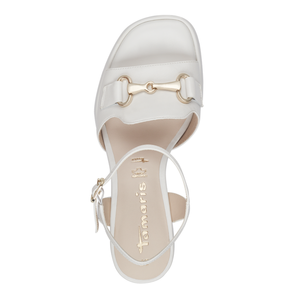 Leather Heeled sandal - White