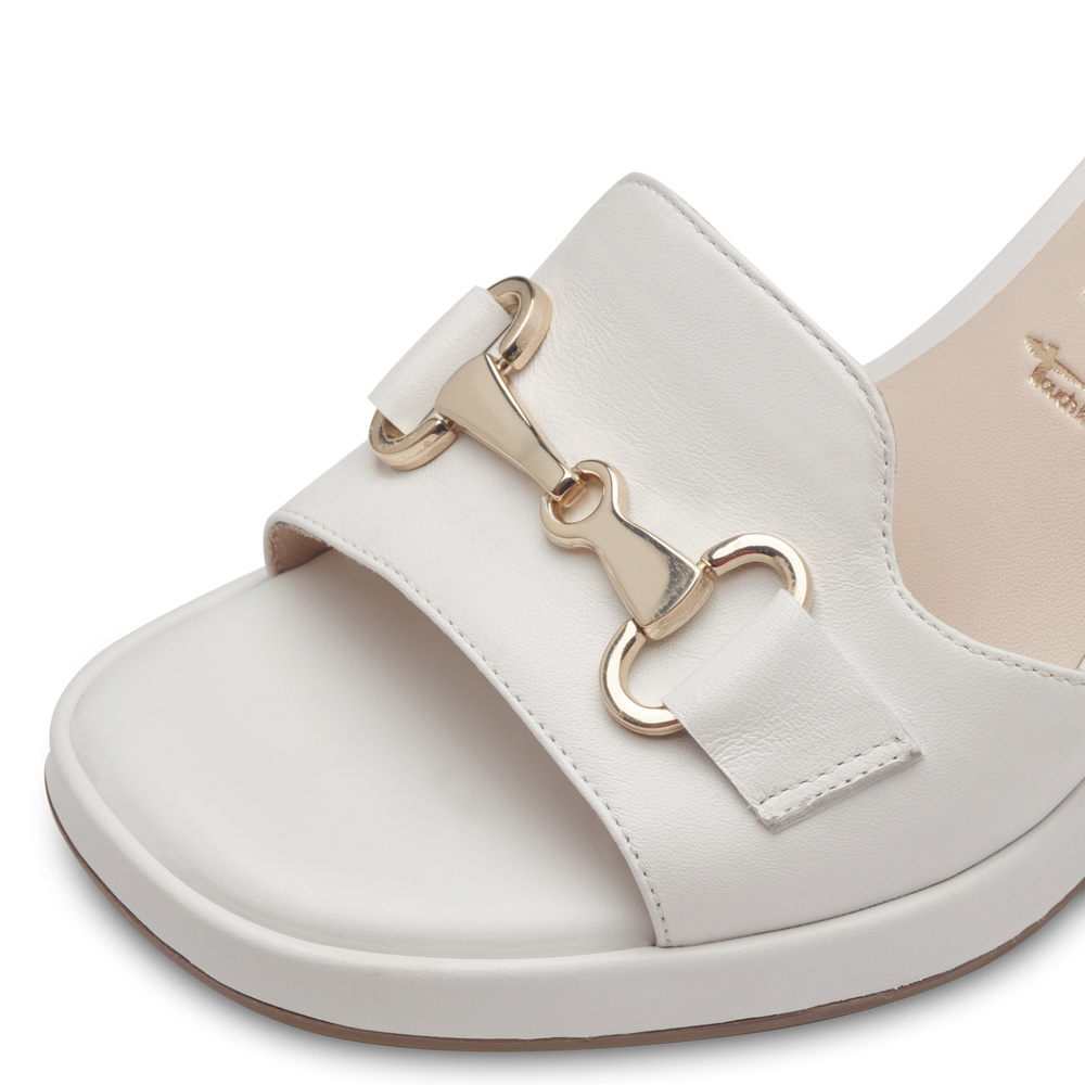 Leather Heeled sandal - White