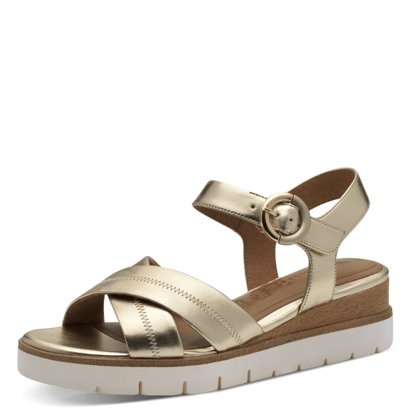 Leather Heeled sandal - Gold