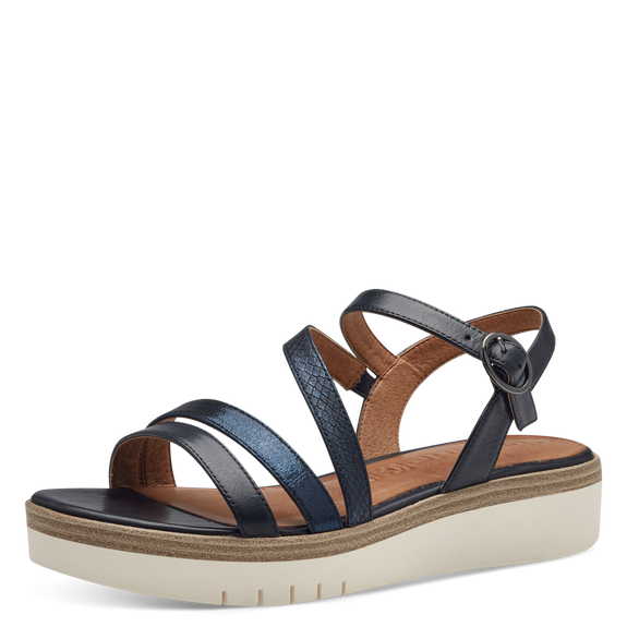 Leather Heeled sandal - Blue