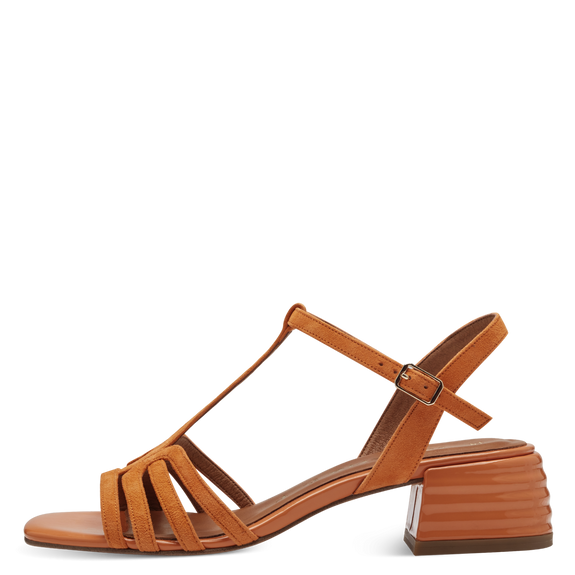 Leather Heeled sandal - orange