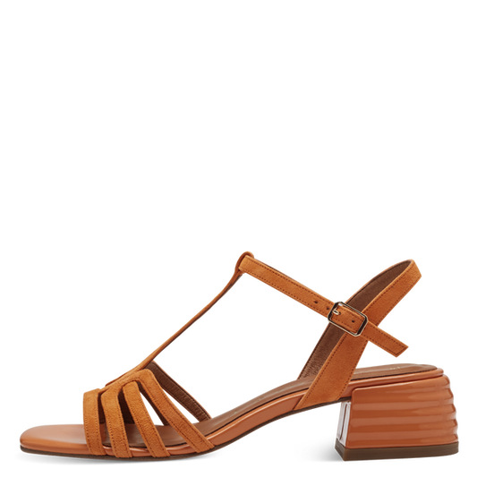 Leather Heeled sandal - orange