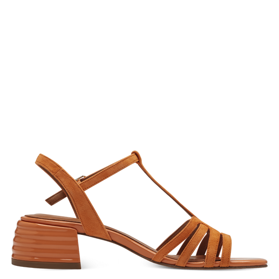 Leather Heeled sandal - orange