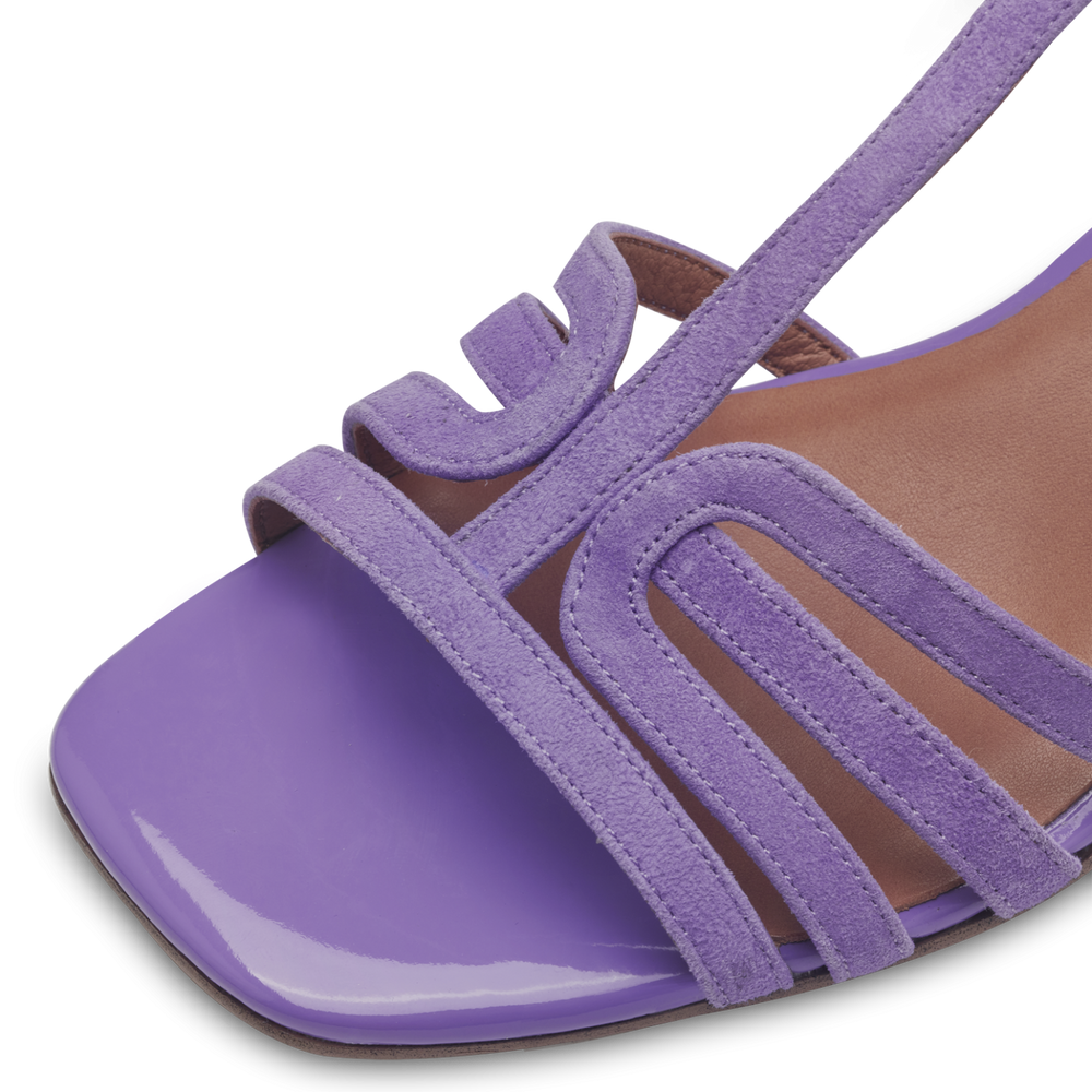 Leather Heeled sandal - Purple