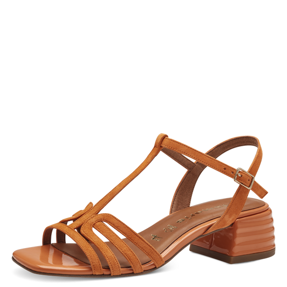 Leather Heeled sandal - orange