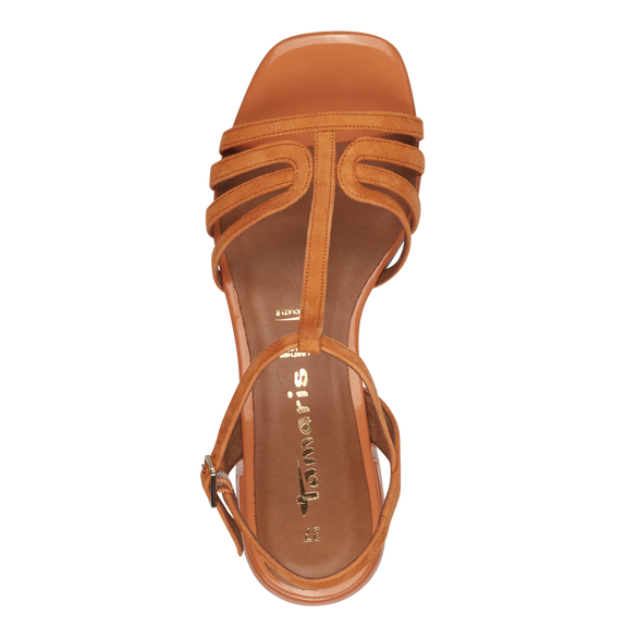 Leather Heeled sandal - orange