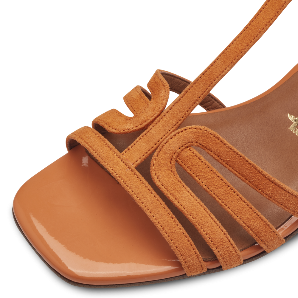 Leather Heeled sandal - orange