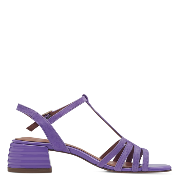 Leather Heeled sandal - Purple