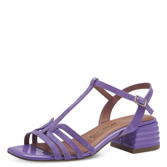 Leather Heeled sandal - Purple