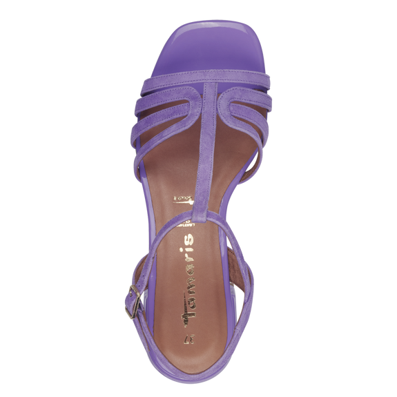 Leather Heeled sandal - Purple