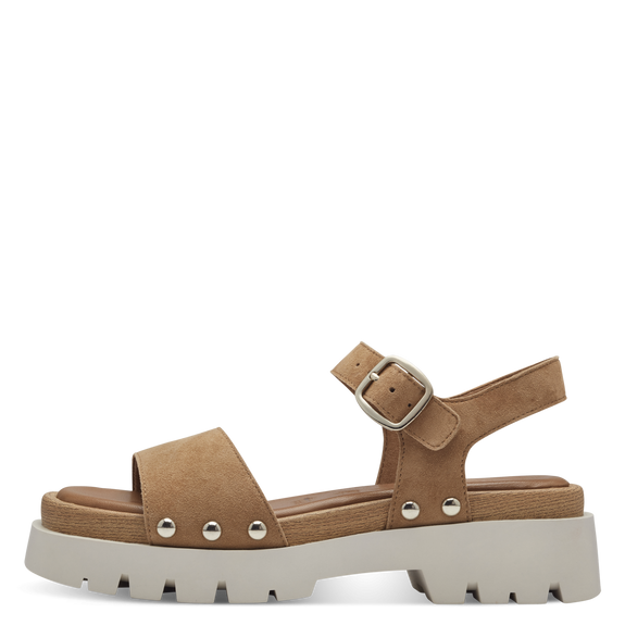 Leather Heeled sandal - Camel