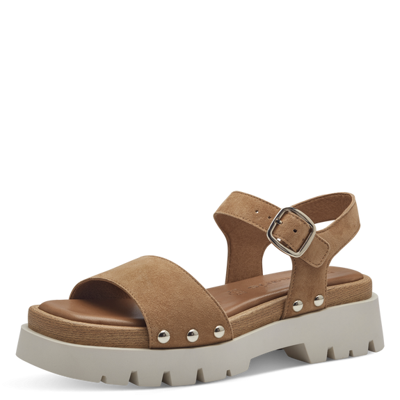 Leather Heeled sandal - Camel