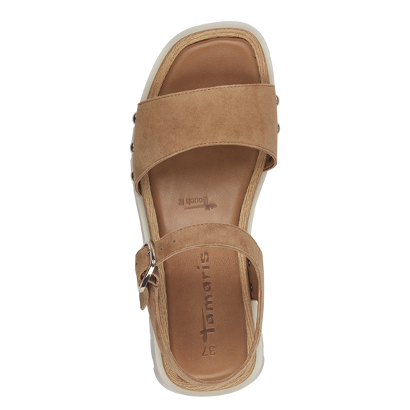 Leather Heeled sandal - Camel