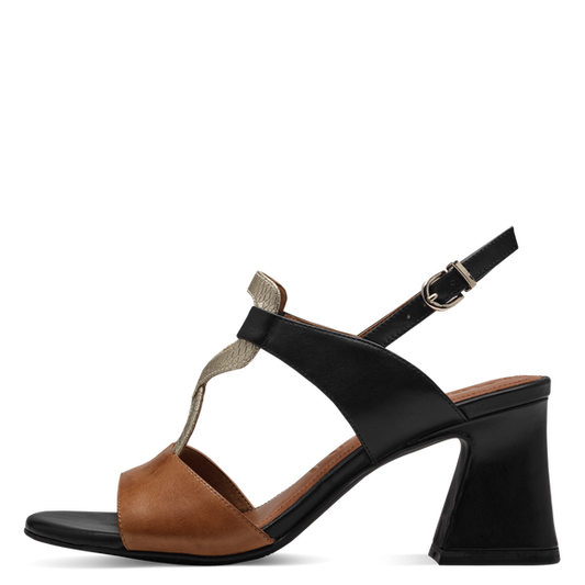 Leather Heeled sandal - brown