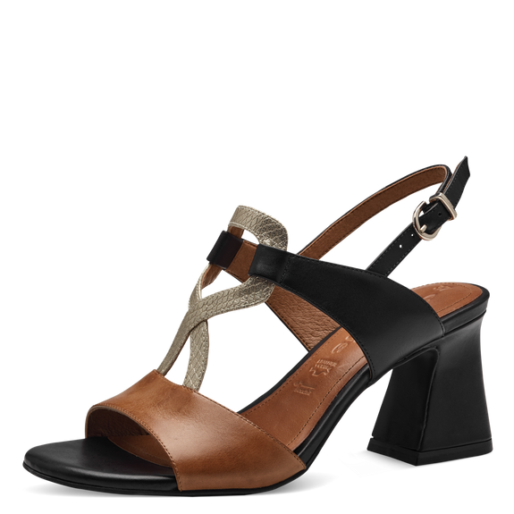 Leather Heeled sandal - brown