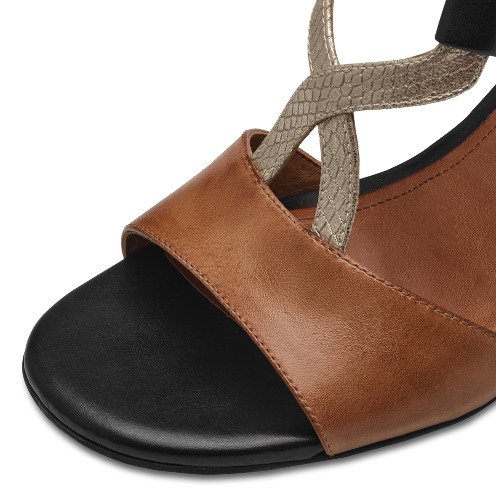 Leather Heeled sandal - brown