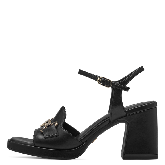 Leather Heeled sandal - black