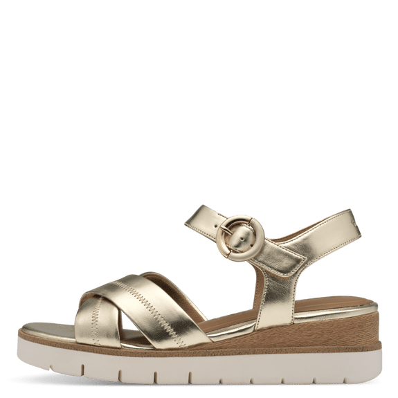 Leather Heeled sandal - Gold