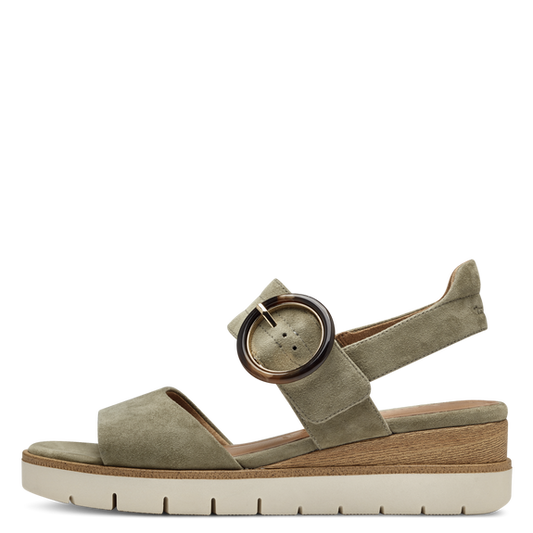 Leather Heeled sandal - Sage