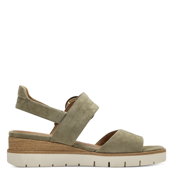 Leather Heeled sandal - Sage