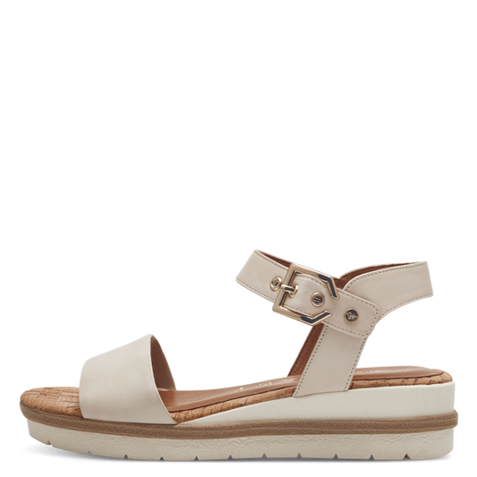 Leather Heeled sandal - beige