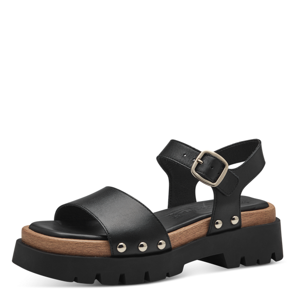 Leather Heeled sandal - black